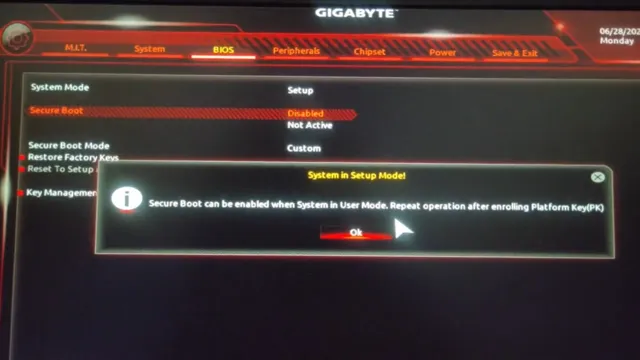 how to enable secure boot on gigabyte motherboard